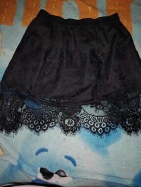 Black Lace Trim Mini Skirt Extender